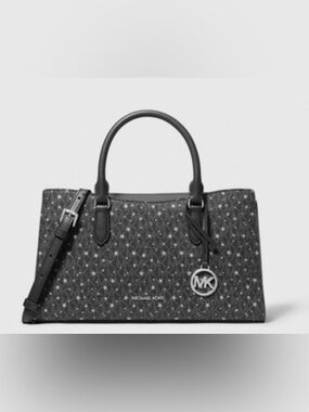 Michael Kors Black Star-Print Tote Satchel